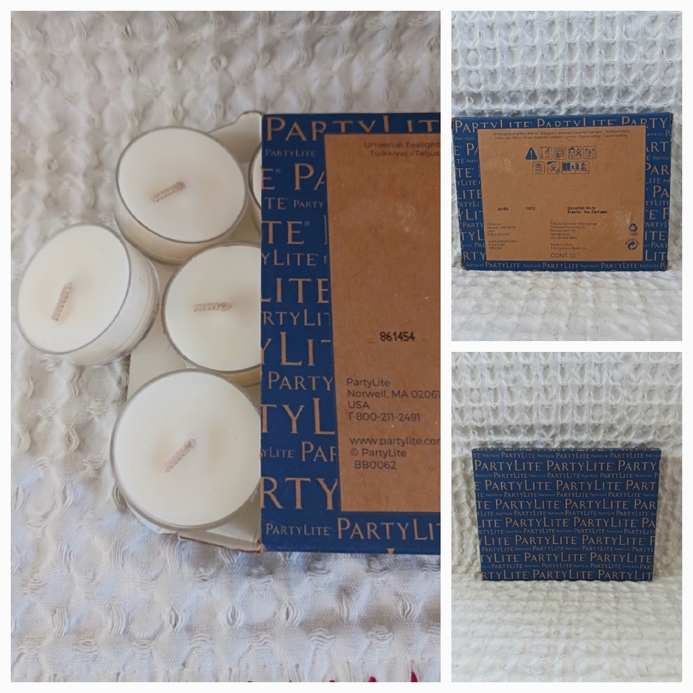 Partylite Tealights 12 White UNSCENTED Item V0310 New Old Stock USA